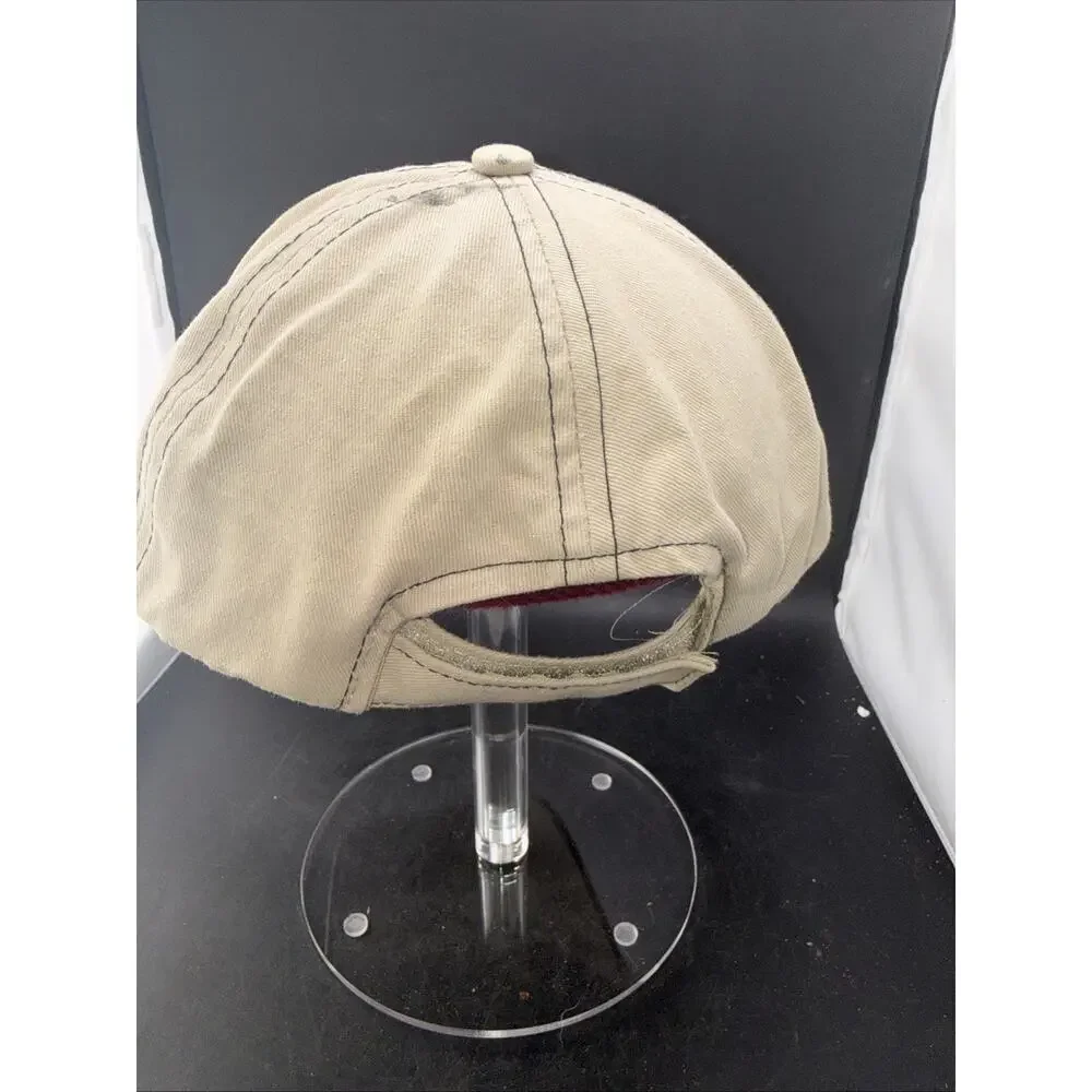 Mustang CAT Baseball Hat Khaki Texas Flag Adjustable Hook & Loop Caterpillar Cap